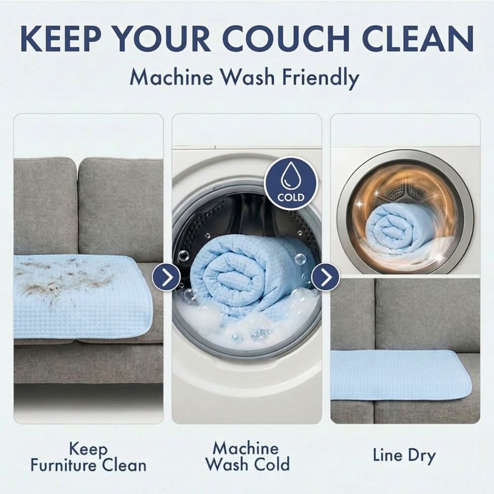 Frostcore™ Cooling Couch Cover Dog Bed - Waffle Blue - Image 10