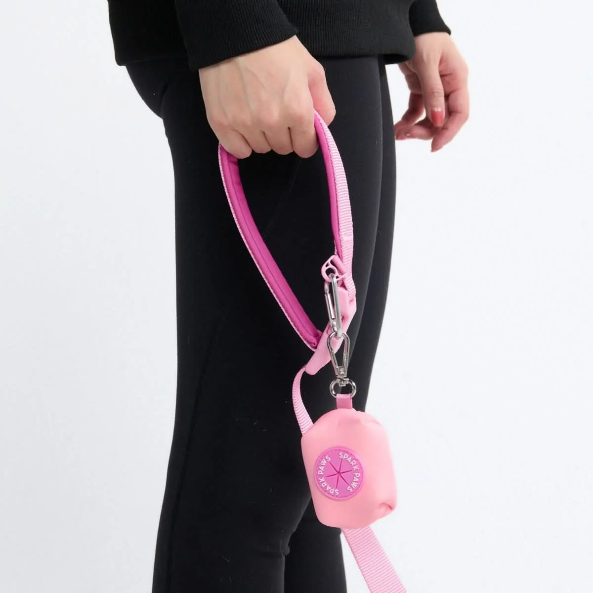 Multipurpose Seatbelt Handsfree Leash & Poop Bag Holder Set - Pink - Image 7