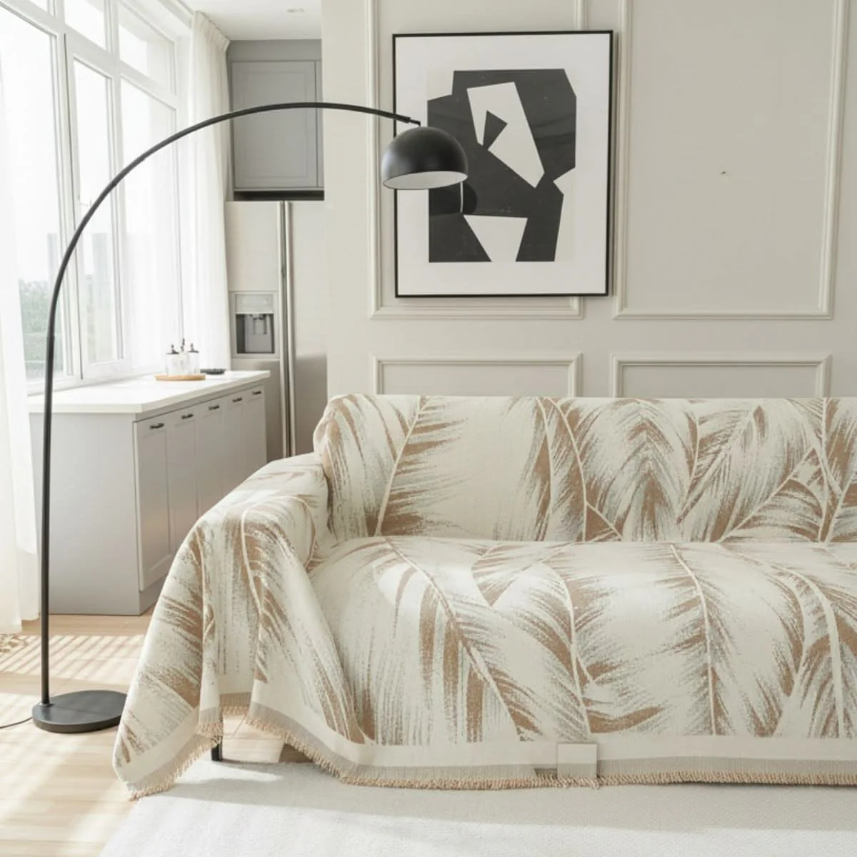 Pet Couch Cover - Leaves Beige - Image 2