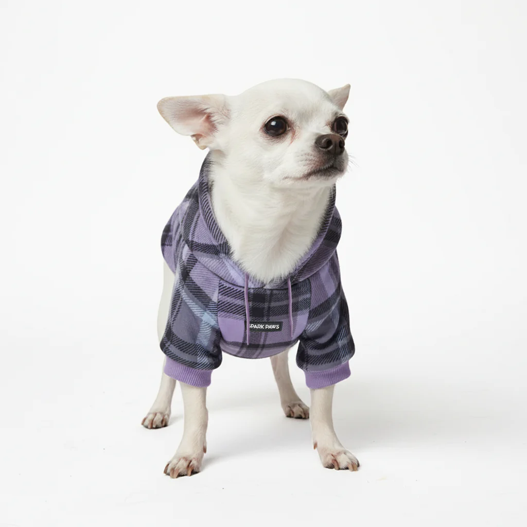 Purple Plaid Dog Hoodie - Image 2